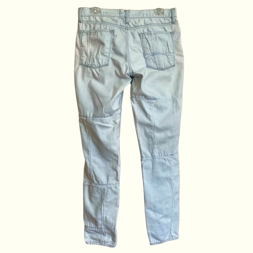 FRAME Le Skinny de Jeanne Light Wash Patchwork Jeans Sz 30 Denim Frayed Cotton - Picture 2 of 13
